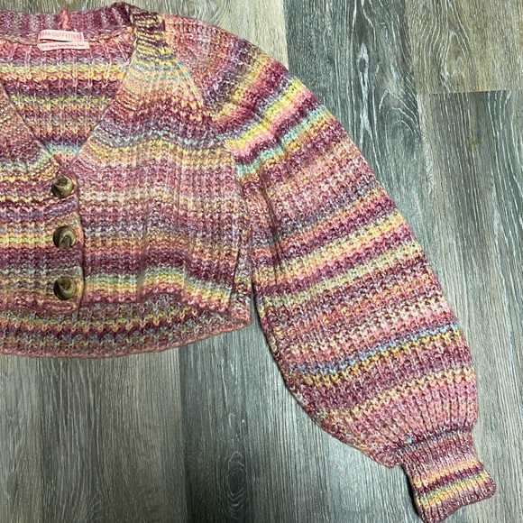 Urban Outfitters Cropped Rainbow Stripes Cardigan Size XS - Picture 3 of 6